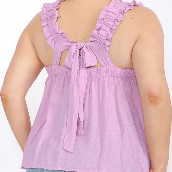 ⭐️Purple Ruffled Sleeveless Tank Top - Picture 4 of 4